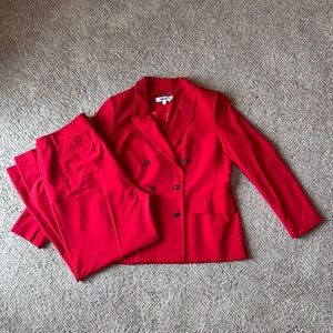 DKNY Women’s Double Breasted Suit Set with Wide Leg Trousers